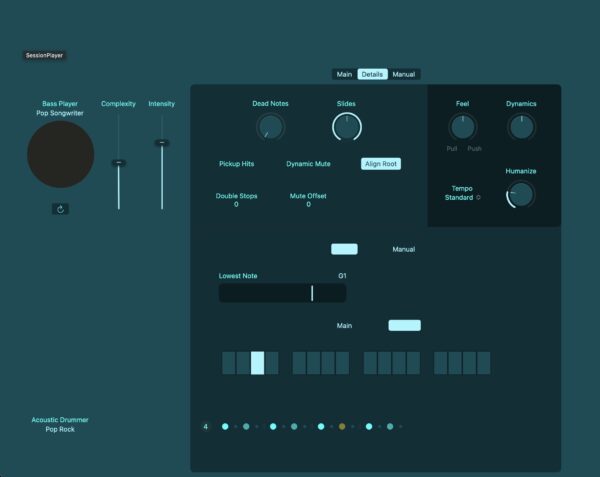 Da Fingaz Logic Pro color template with various shades of blue and ocean green